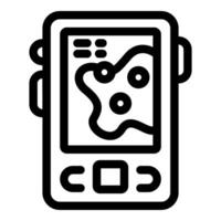 Handheld gps device displaying topographic map with waypoints for outdoor navigation vector