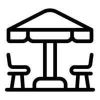 Street cafe table with umbrella providing shade for customers vector