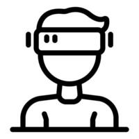 Man experiencing virtual reality using vr headset vector