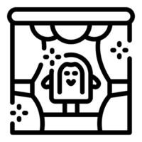 Cute character performing on stage with curtains open vector