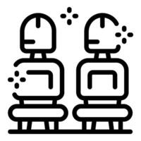 Autonomous self driving bus interior with two empty seats icon vector