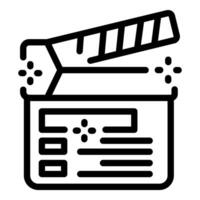 Simple movie clapperboard is snapping to signal the beginning of a take vector