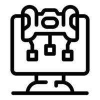 Simple icon of a computer connecting to a game console vector