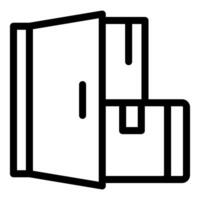 Open door with cardboard boxes representing home delivery service vector