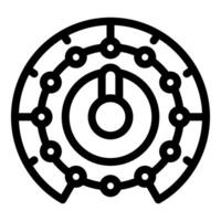 Circular electronic device showing power button with lights on vector