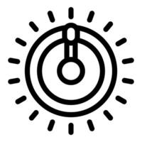 Round button with light shining around it icon vector outline