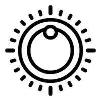 Round control knob with lines spreading outward representing power and control vector
