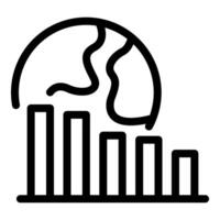 Global economy showing decreasing bar graph and earth icon vector