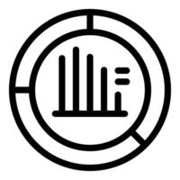 Round chart icon showing decreasing bar graph for data analysis vector