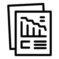 Line icon vector of a report showing a decreasing trend graph