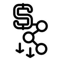 Dollar sign connected to network spreading money flowchart vector