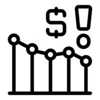Dollar sign with decreasing graph showing inflation vector
