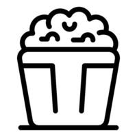 Line icon of a bucket overflowing with popcorn vector