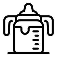 Baby bottle with handles showing milk level icon vector outline