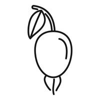 Line icon representing a ripe passion fruit with a leaf vector