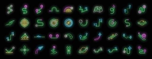 Trajectory icons set vector neon