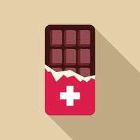 Swiss chocolate bar wrapped and partially opened showing cross symbol on packaging vector