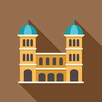 Big city hall building with columns and towers flat design illustration vector