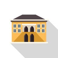 Beautiful yellow building with arched entrance and windows vector