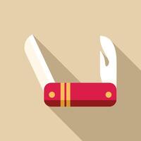 Red swiss army knife open showing blade and bottle opener vector