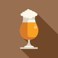 Overflowing beer glass with foam on brown background vector