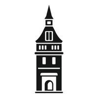 Black and white icon of a medieval town hall building vector