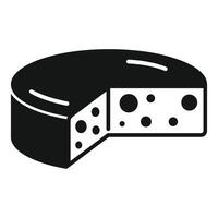 Round cheese wheel partially cut showing texture icon vector