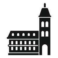 Medieval building with tower and arched entrance icon vector
