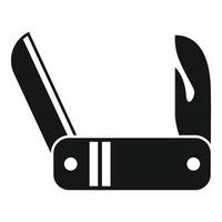 Folding pocket knife open with sharp blade for camping vector