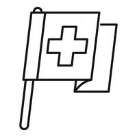 White flag with cross waving on pole icon outline vector