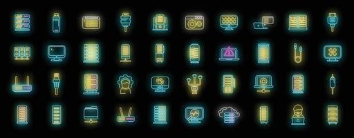System administrator icons set vector neon