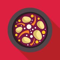 Traditional brazilian feijoada dish simmering in a pot on red background vector