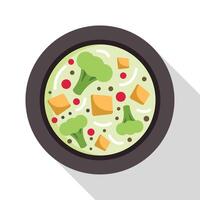 Broccoli cheese soup in a bowl being served for dinner vector