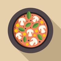 Delicious soup dish with mushrooms, herbs and spices in flat design vector