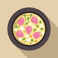 Delicious omelette with vegetables and ham for breakfast vector