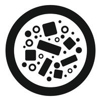Round pizza with different ingredients icon showing pizzeria menu and delivery vector