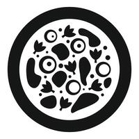 Round hot pizza with ingredients icon, simple style vector