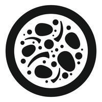 Round pizza with different ingredients icon, simple style vector