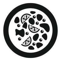 Round icon representing traditional finnish salmon soup with potatoes, cream, and dill vector
