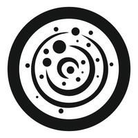 Abstract circular swirl design with dots and spiral shapes creating a dynamic visual vector