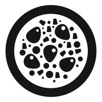 Round petri dish with growing bacteria icon, simple style vector