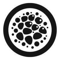 Black and white round abstract pattern representing a cell with nucleus and membrane vector