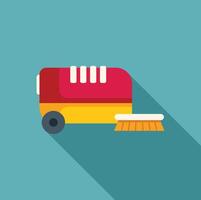 Cleaning machine scrubbing floor with rotating brush long shadow icon vector