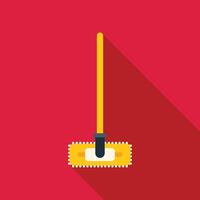 Yellow cleaning mop with long handle standing on red floor vector