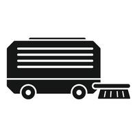 Street cleaning machine using rotating brushes for cleaning sidewalks vector