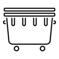 Full laundry basket with handles waiting to be washed icon vector