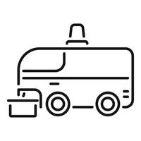 Self driving delivery robot car picking up parcel from storage vector