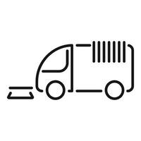 Simple black and white icon of a garbage truck collecting trash vector
