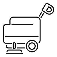 Diesel generator powering machine with fuel indicator line icon vector