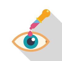 Eye drops being applied to a human eye with a dropper vector